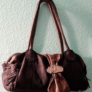 Real lamb and snakeskin shoulder bag